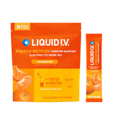 Liquid I.V. front packaging showing tangerine flavor and packet count for quick identification and convenience