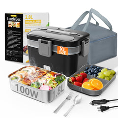 LISHZEN front view of electric lunch box showing compact travel-ready design and portability