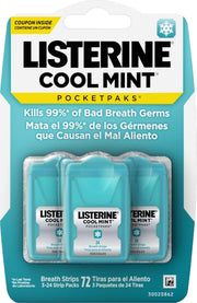 Listerine PocketPaks front packaging showing cool mint and compact case benefit