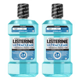 Listerine botella frontal pack doble mostrando tamaño y beneficio conservación