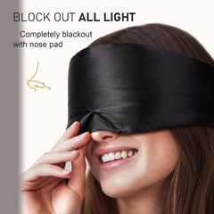 LitBear silk mask side profile worn by a sleeper demonstrating pressure relief