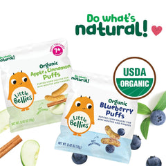 Little Bellies azul arándano y manzana canela juntos en paquete