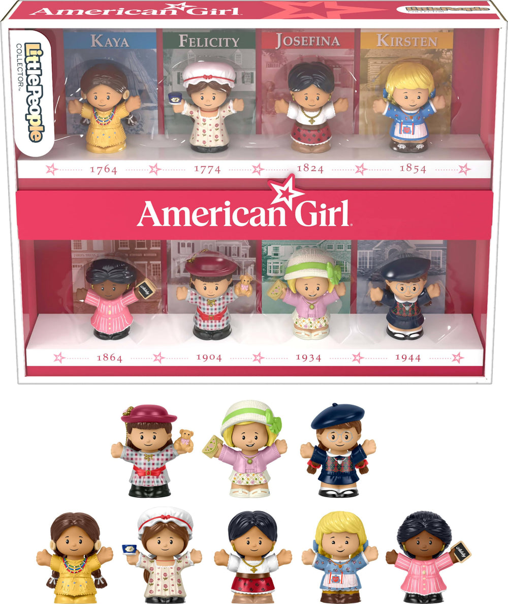 Little People COLLECTOR front packaging showing all eight figures and anniversary art