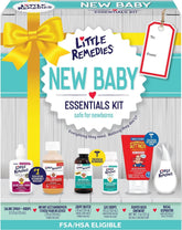 Little Remedies front packaging showing full 6-in-1 newborn kit and contents benefit: clear organization