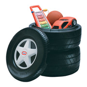 Little Tikes cofre frontal mostrando diseño de neumático y almacenamiento práctico