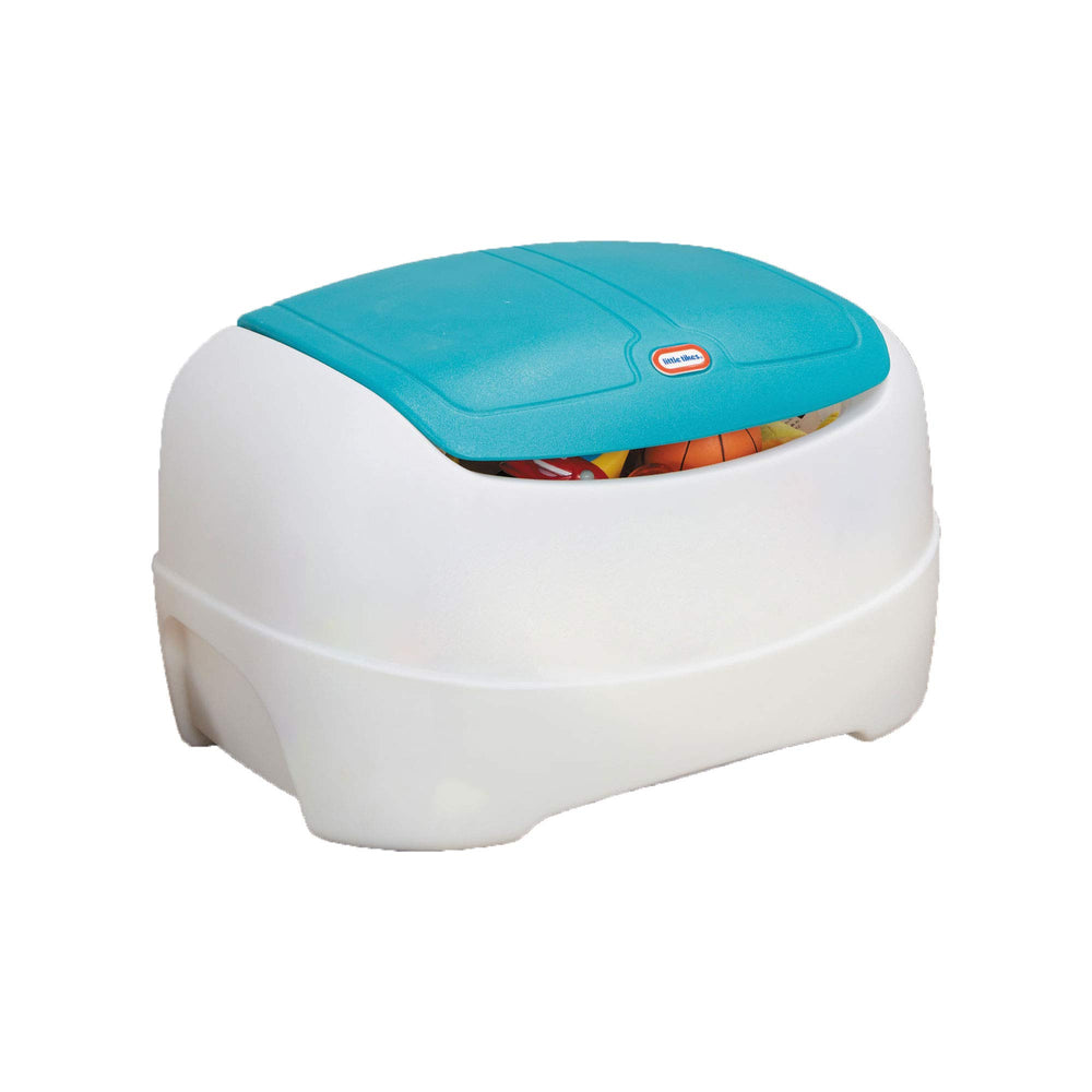 Little Tikes front view of toy chest showing bright colors and storage benefit