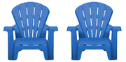 Little Tikes silla frontal azul mostrando diseño apilable y confort