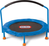 Little Tikes front view of 3-foot indoor trampoline showing compact size and handle for safe play