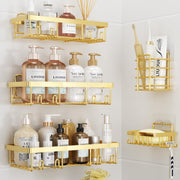 Liuoud estante frontal dorado mostrando organización y estilo