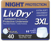LivDry front packaging showing size and 40-count benefits