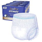 LivDry front packaging showing 60-pack, clear count and size benefit