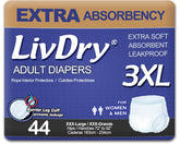 LivDry front packaging showing 44-count box and clear branding for confidence