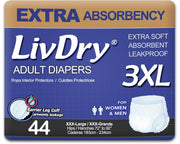LivDry front packaging showing 44-count box and clear branding for confidence