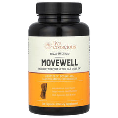 Live Conscious MoveWell envase frontal mostrando etiqueta clara y beneficios