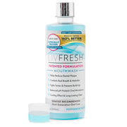 LIVFRESH front bottle view showing peppermint burst and clinical branding for fresh breath
