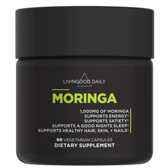 Livingood Daily frontal del empaque mostrando suplemento de moringa, ideal para rutinas verdes
