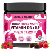 Llama Naturals empaque frontal con diseño y beneficio vegano visible