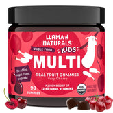 Llama Naturals front packaging showing cherry gummies and benefits