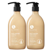 L LUSETA front packaging of rice water shampoo and conditioner promoting repair
