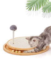 LMUGOOS front view of assembled cat scratcher showing compact design and play options