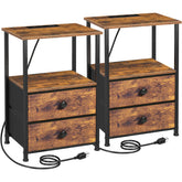 LOAKEKEL front view of both nightstands showing compact storage and tidy appearance