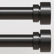 Lootkell front packaging showing two black adjustable curtain rods and included hardware for easy setup