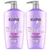 L'Oreal Paris set frontal mostrando champú y acondicionador para hidratación prolongada