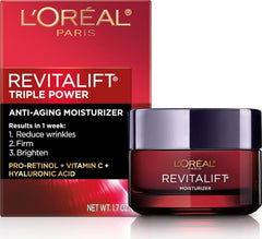 L'Oreal Paris frasco frontal mostrando el diseño y beneficio antiedad