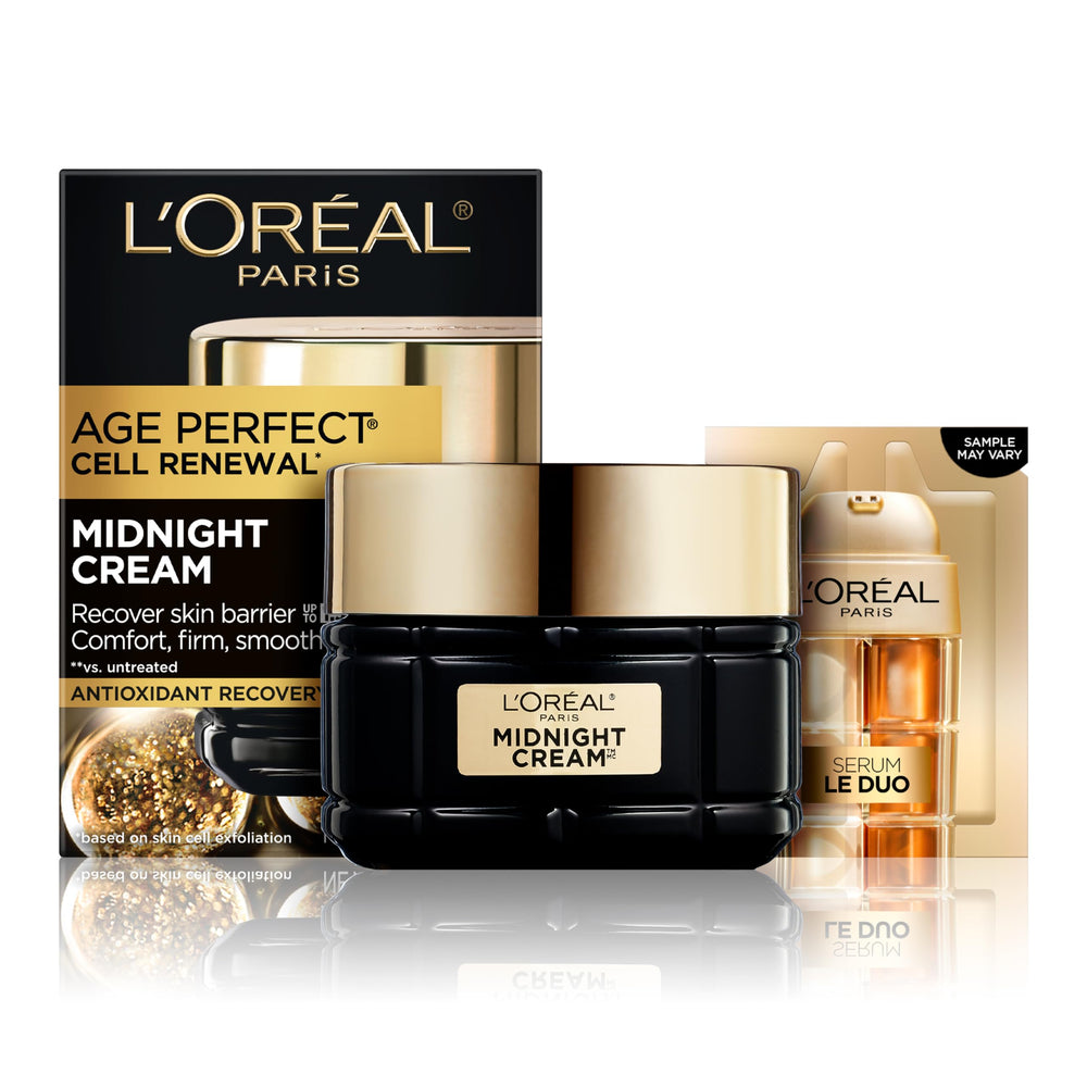 L'Oreal Paris frasco frontal mostrando la crema, presentación clara y beneficios antiedad