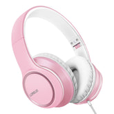 Auriculares LORELEI X8 frontal rosa perla mostrando diseño elegante y cómodo