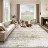 losbulake front view beige 8x10 rug showing neutral abstract design and room anchoring benefit