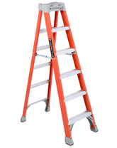 Louisville Ladder front view showing Pro-Top and organized tools for faster work
