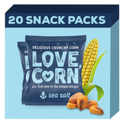 Love Corn front packaging showing single-serve bag, clear branding and convenience