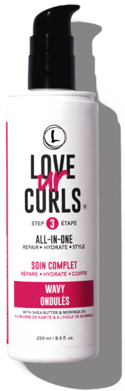 Love Ur Curls front bottle showing label and easy pump for simple styling