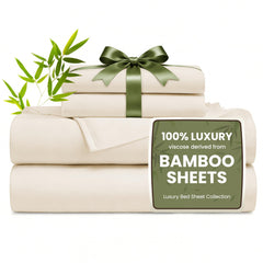 Love's cabin king sheet set front view showing full bedding and neat fit benefit: polished look
