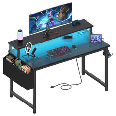Lufeiya front view black gaming desk showing compact workspace and benefits of organization