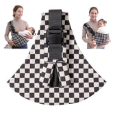 Lujifo front view of ebony check sling highlighting sleek silhouette and fit
