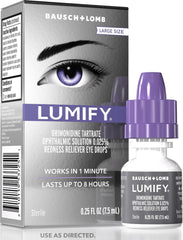 LUMIFY vista frontal del empaque mostrando beneficio de ojos más blancos