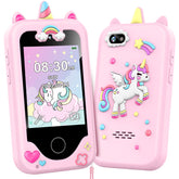 Luoba front view pink phone highlighting screen and buttons for safe play