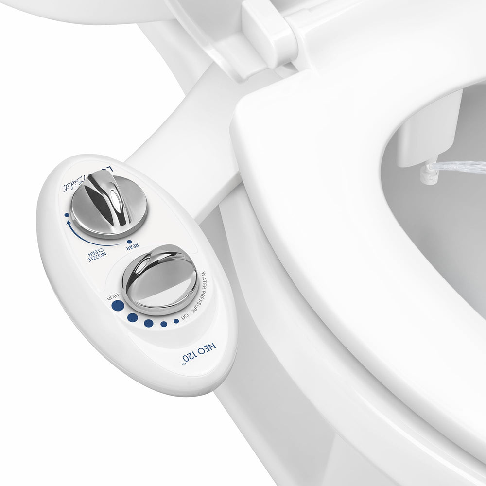 LUXE Bidet NEO 120 frontal mostrando diseño discreto y mejora estética