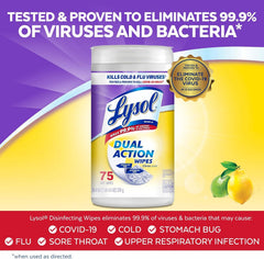 Lysol en uso sobre encimera de cocina limpiando suciedad y reduciendo gérmenes