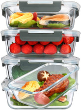 M MCIRCO front view of 36oz glass container pack shows durable storage benefit