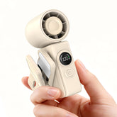 MACMORE vista frontal del ventilador clip-on con diseño compacto y práctico