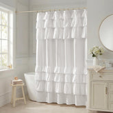 Madison Park cortina frontal blanca con volantes para baño elegante