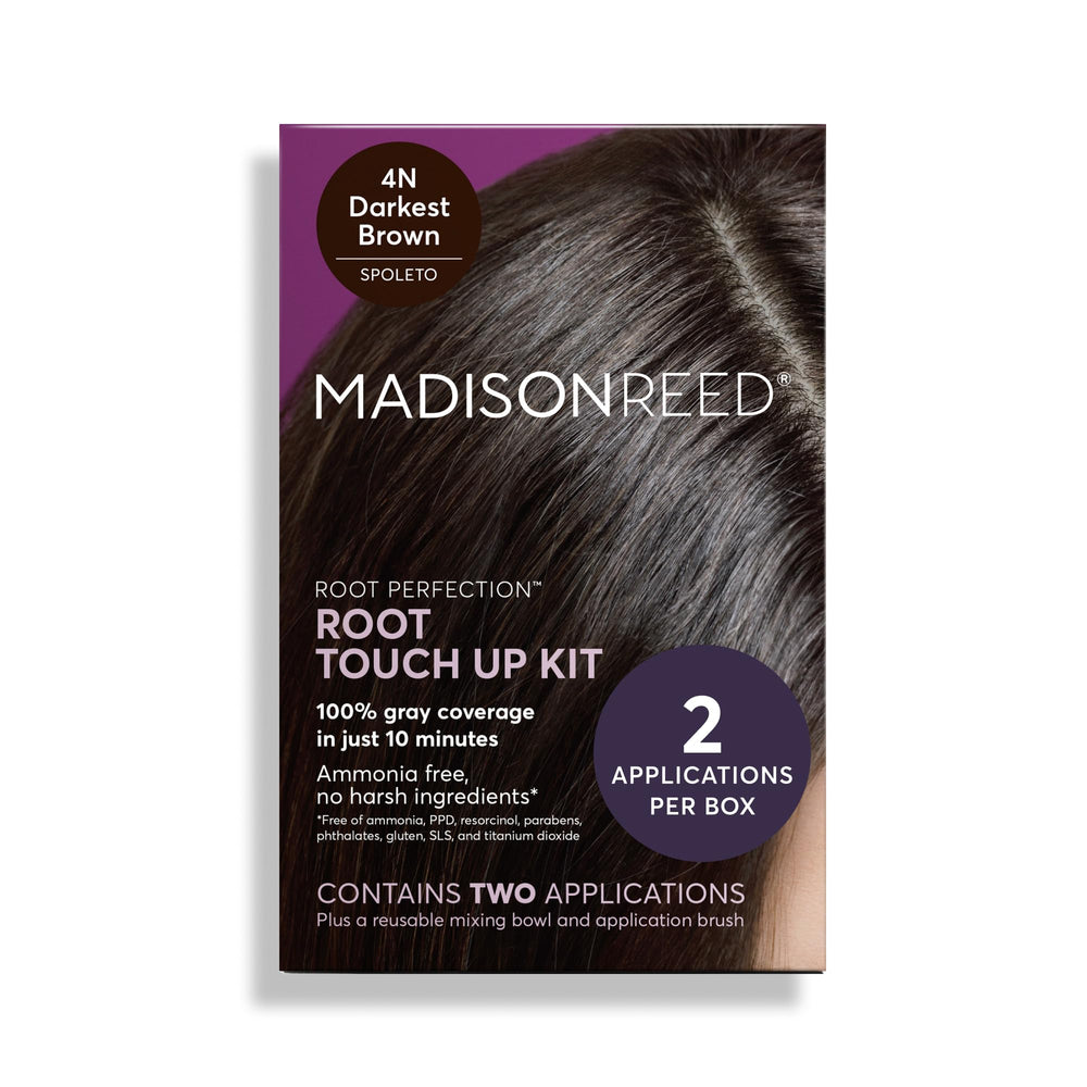 Madison Reed kit frente mostrando caja y accesorios, facilita retoque rápido