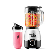 Magic Bullet vista frontal del combo mostrando jarra y vaso, práctico en cocina