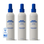 Magic Molecule front packaging showing three 8oz bottles and branding benefit: convenient supply
