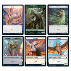 Magic: The Gathering cards spread showing flying creatures and strategic card relationships