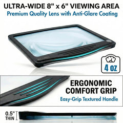 MagniPros primer plano de la lente acrílica óptica mostrando textura y antirreflejo