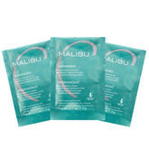 Malibu C paquete frontal mostrando los tres sobres y beneficio de limpieza profunda